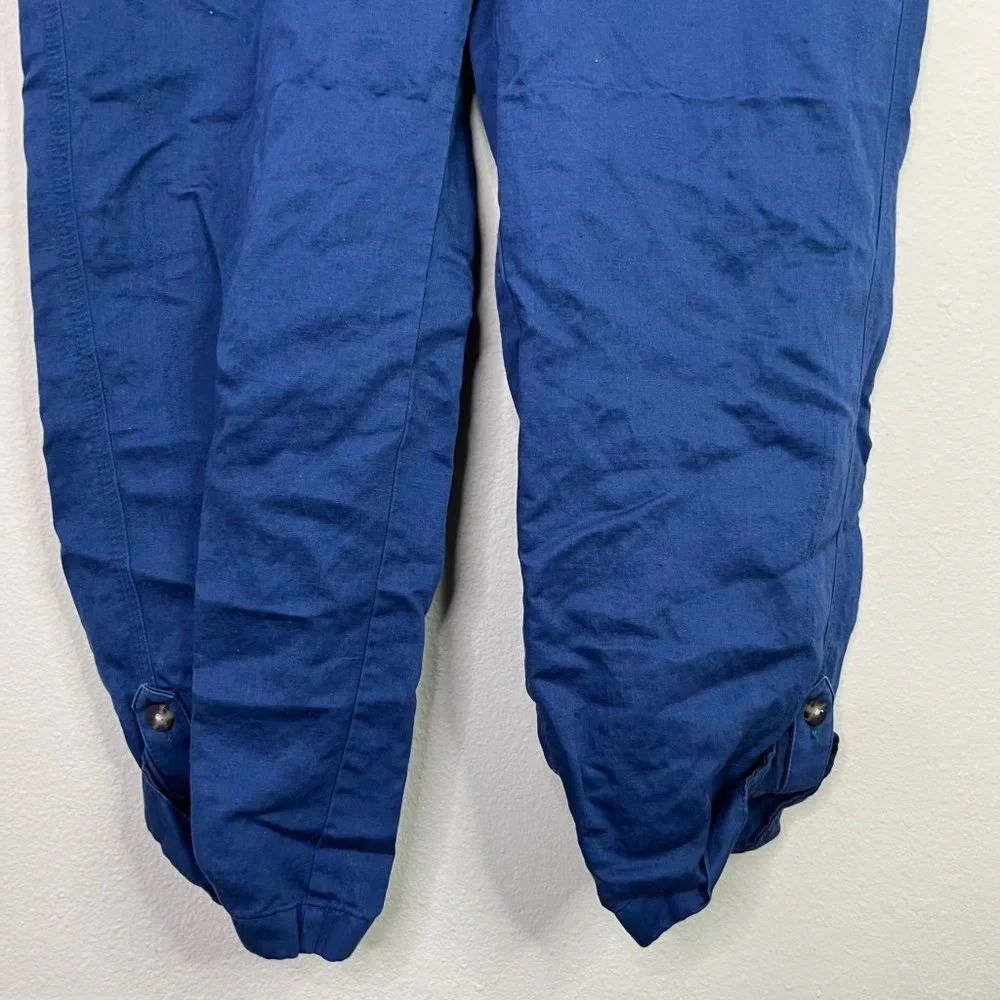 J. Jill Blue Linen Blend Capris Pant Size Roll Up Button - Picture 2 of 9